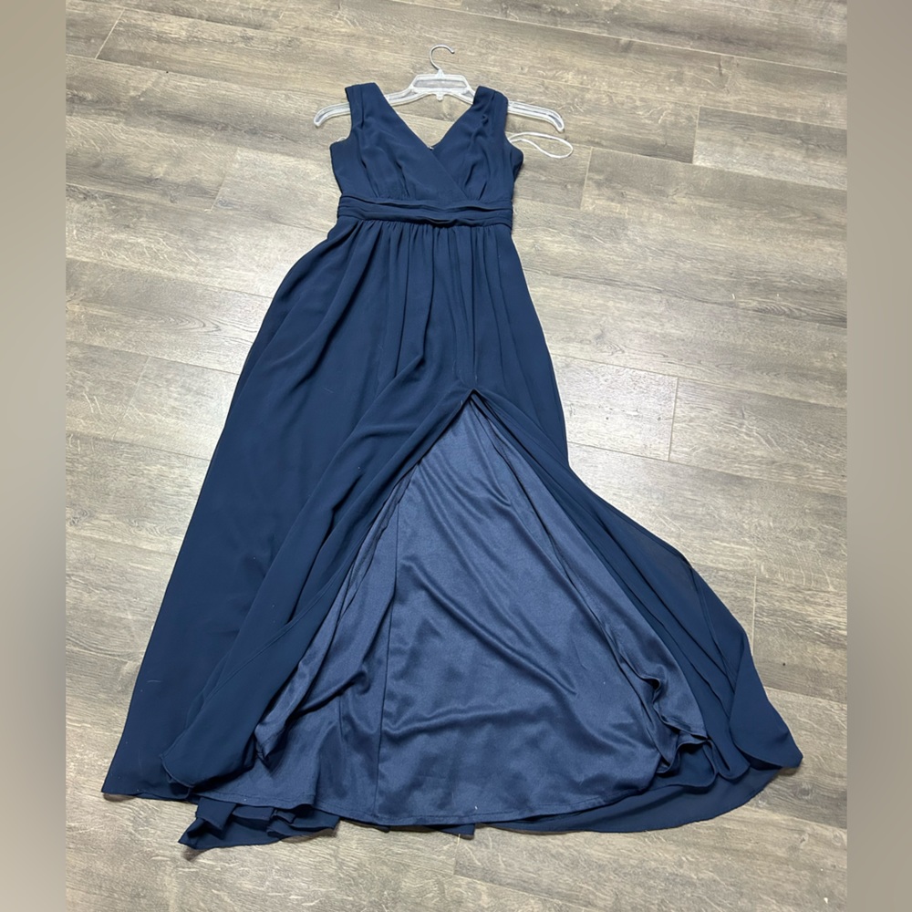 Navy blue dress with slit from lulus